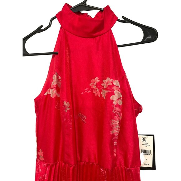 Taylor Red Pleated Halter Maxi Dress Size 2 NEW - Picture 5 of 9